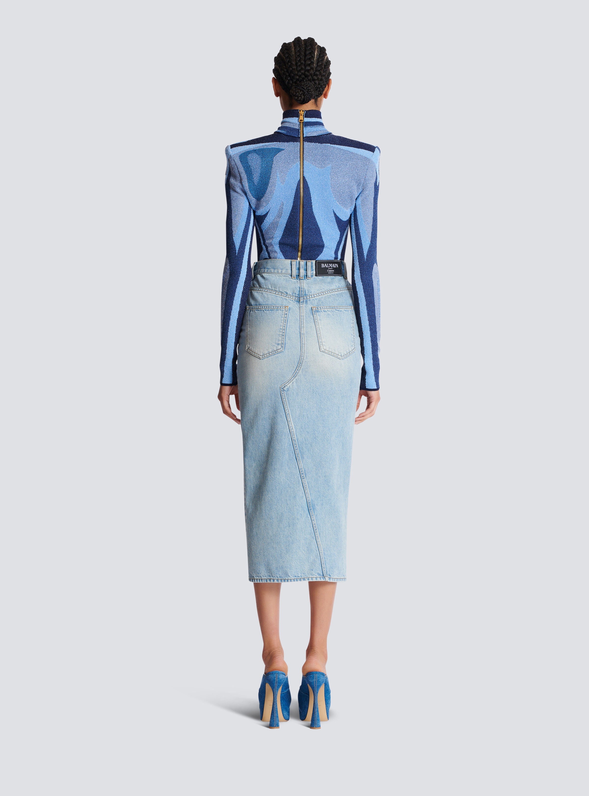 Denim midi skirt - 4