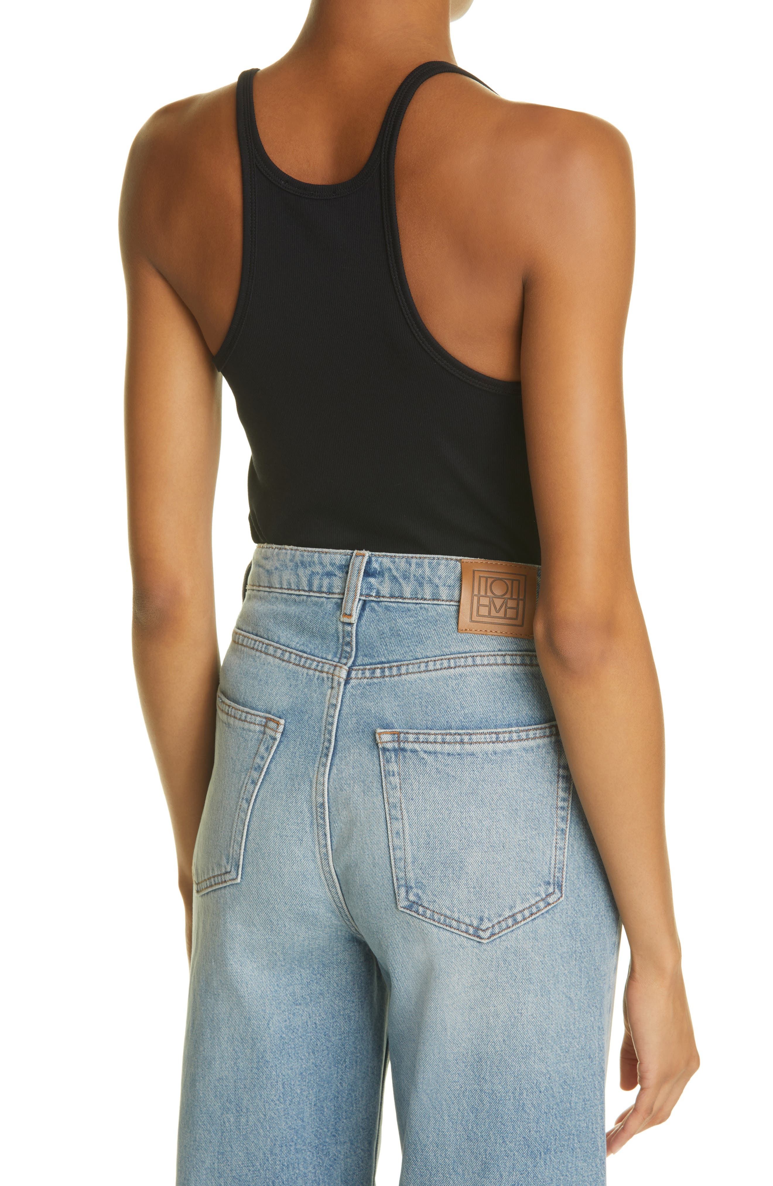TOTEME Women's Rib Stretch Organic Cotton Tank in Black at Nordstrom - 2
