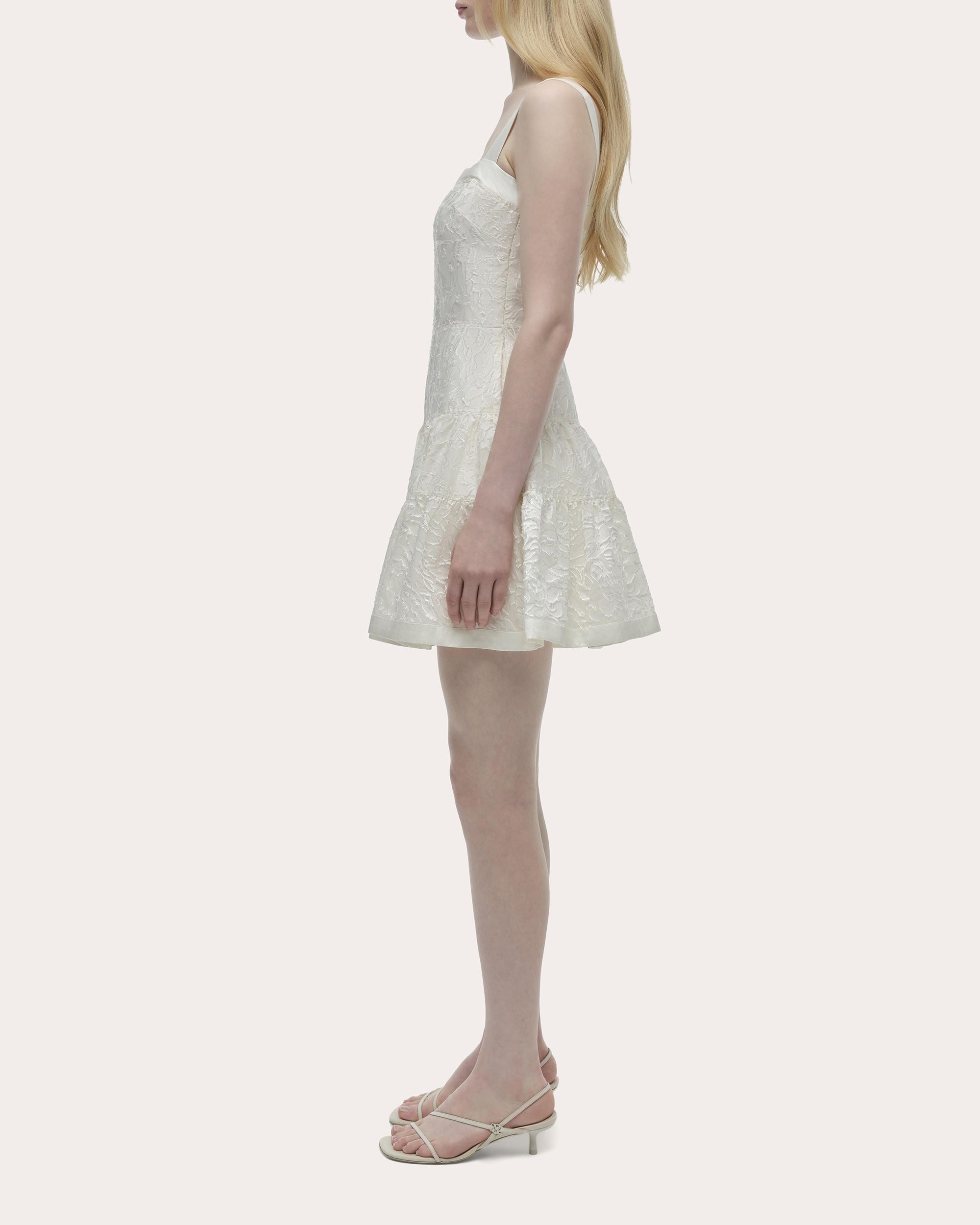 Laila Frayed Jacquard Tiered Mini Dress - 3