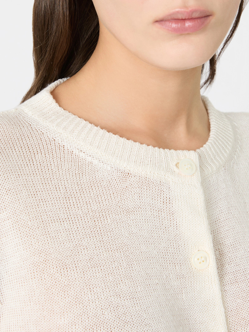 BADIA Linen yarn classic cardigan - ECRU 6