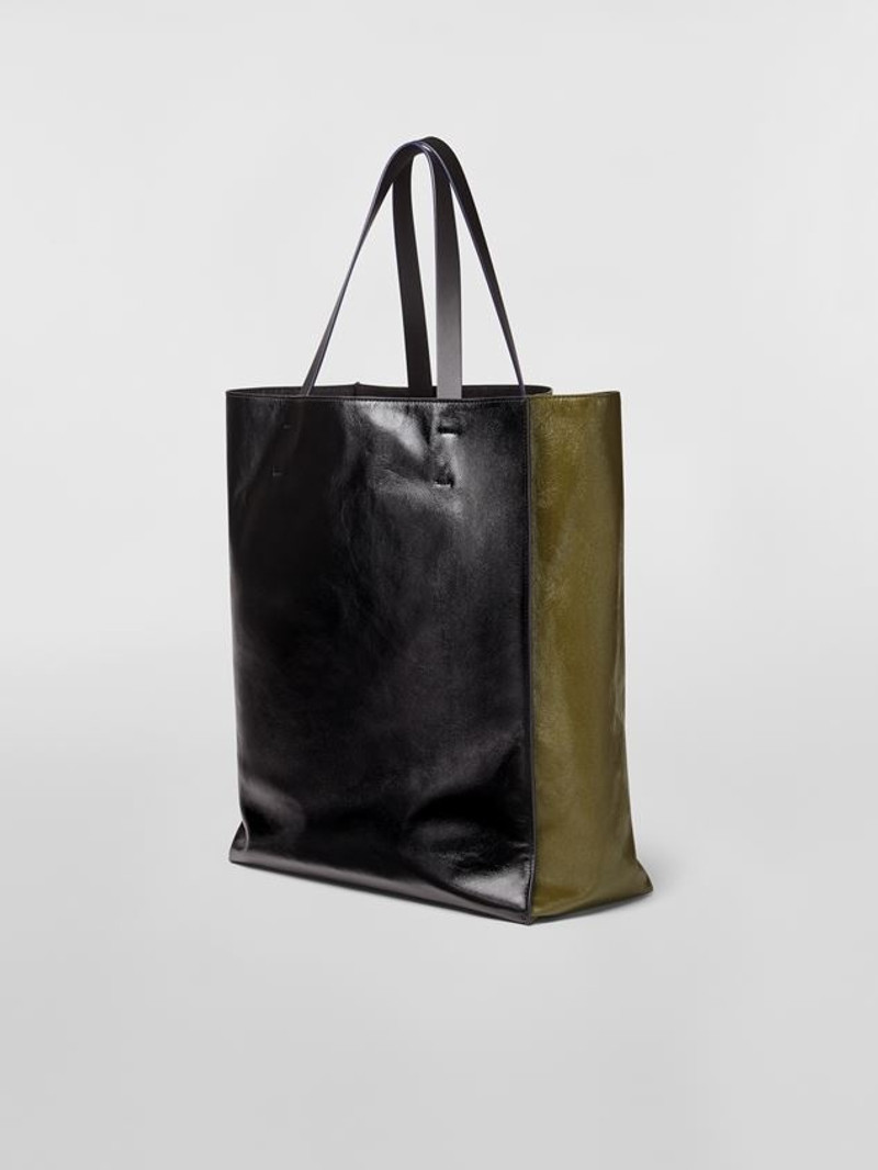 MUSEO SOFT  BAG IN GREEN AND BLACK SHINY CALFSKIN 3