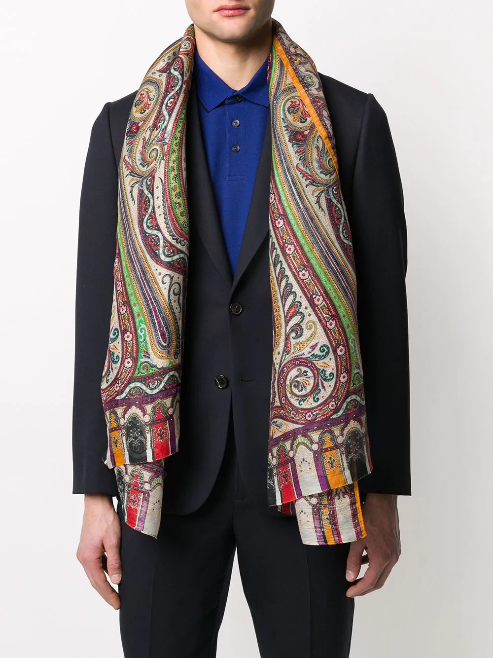 contrast paisley patterned scarf - 2