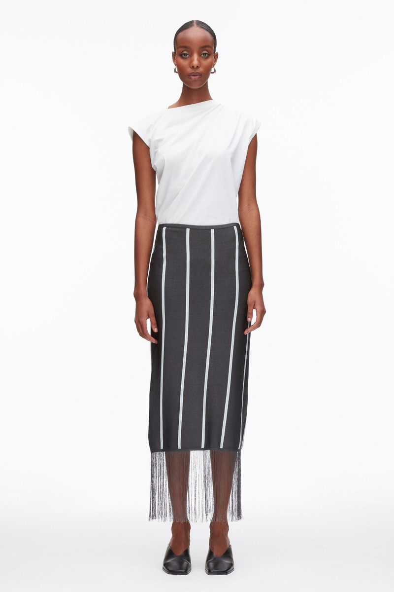 Stripe Midi Skirt with Fringe 3