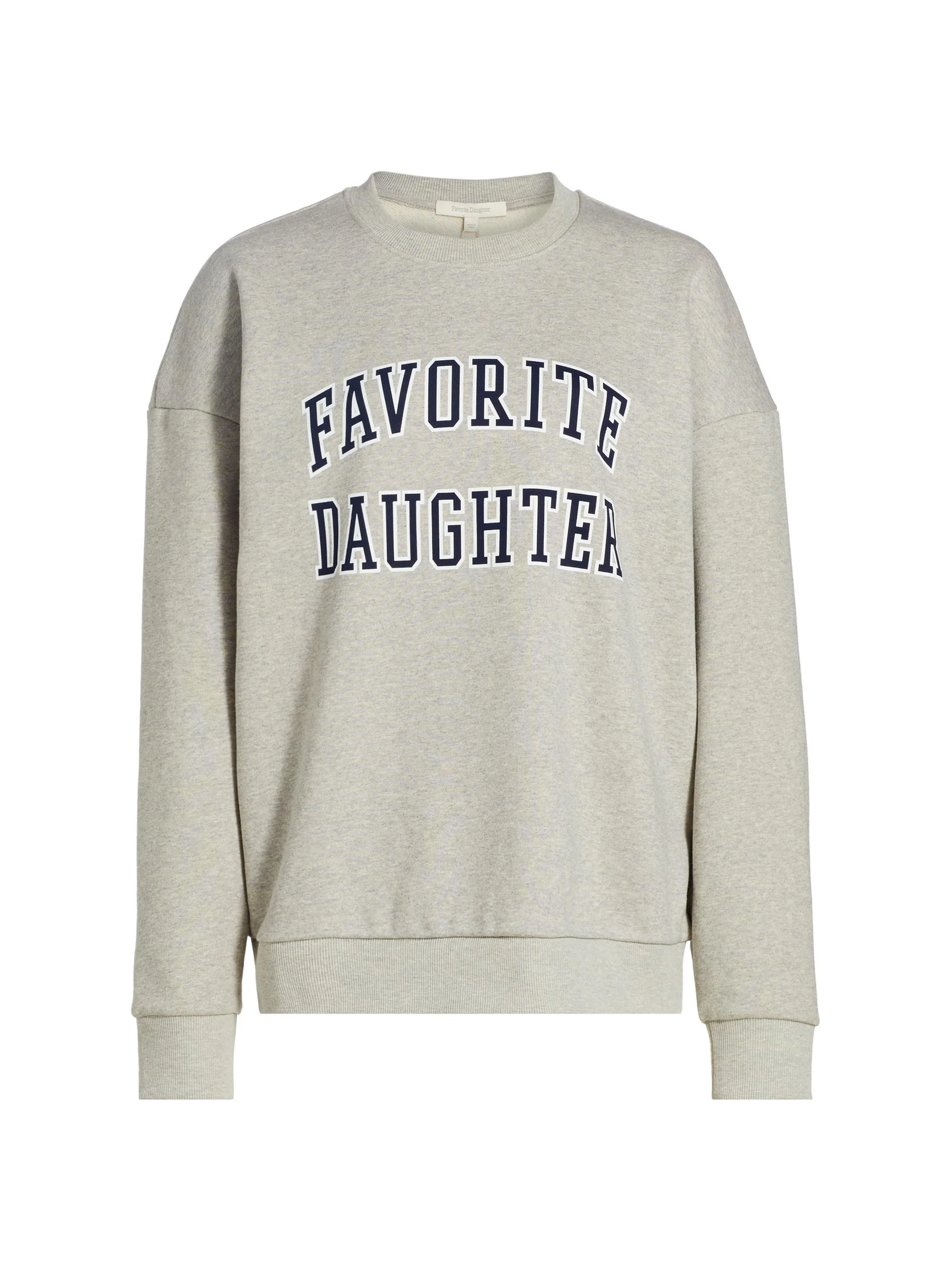 Women's Collegiate Oversized Logo Cotton-Blend Sweatshirt - Heather Grey - 1