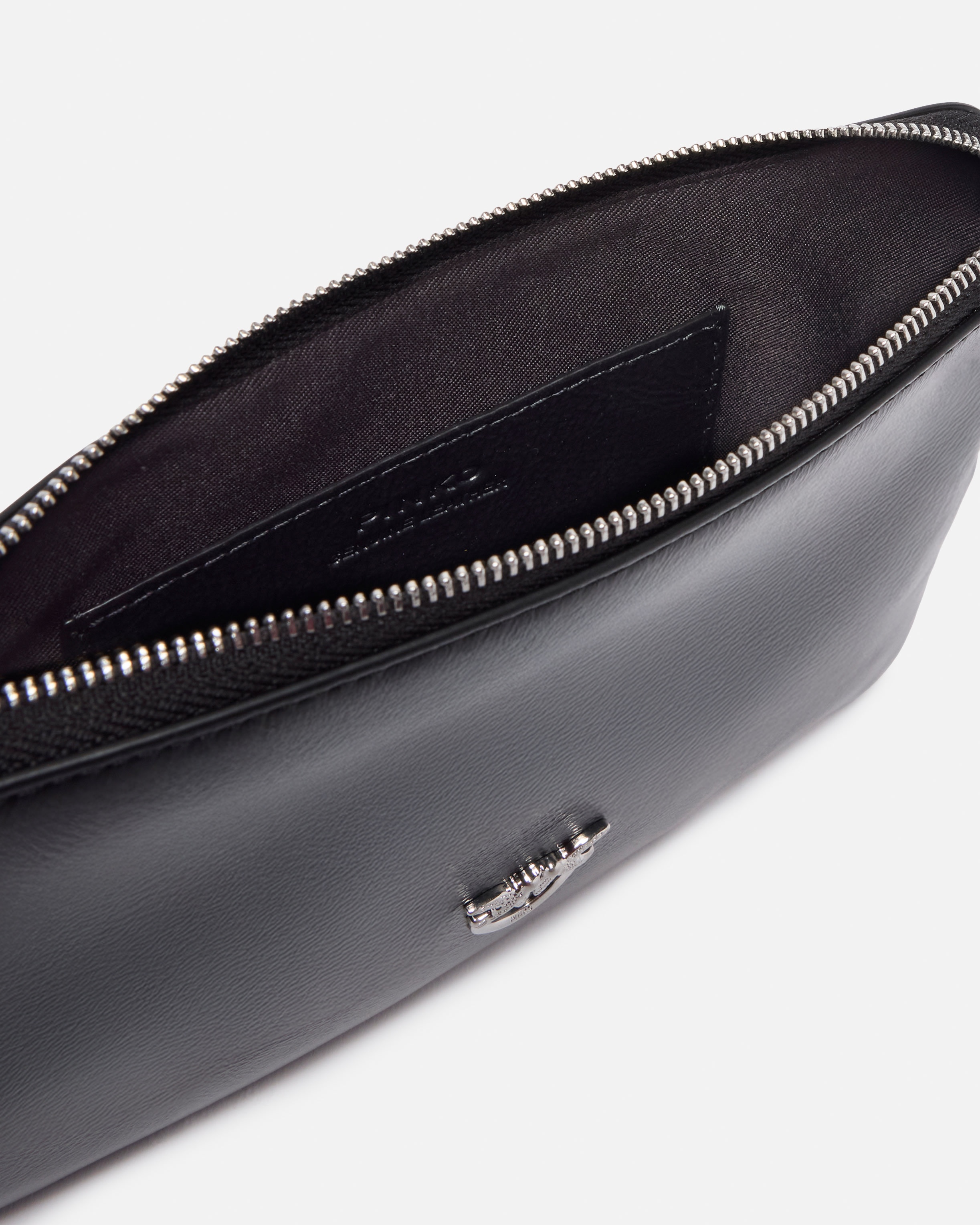 SQUARE WRIST CLUTCH BAG WITH UCCELLINI LOGO IN SHINY LEATHER - 4