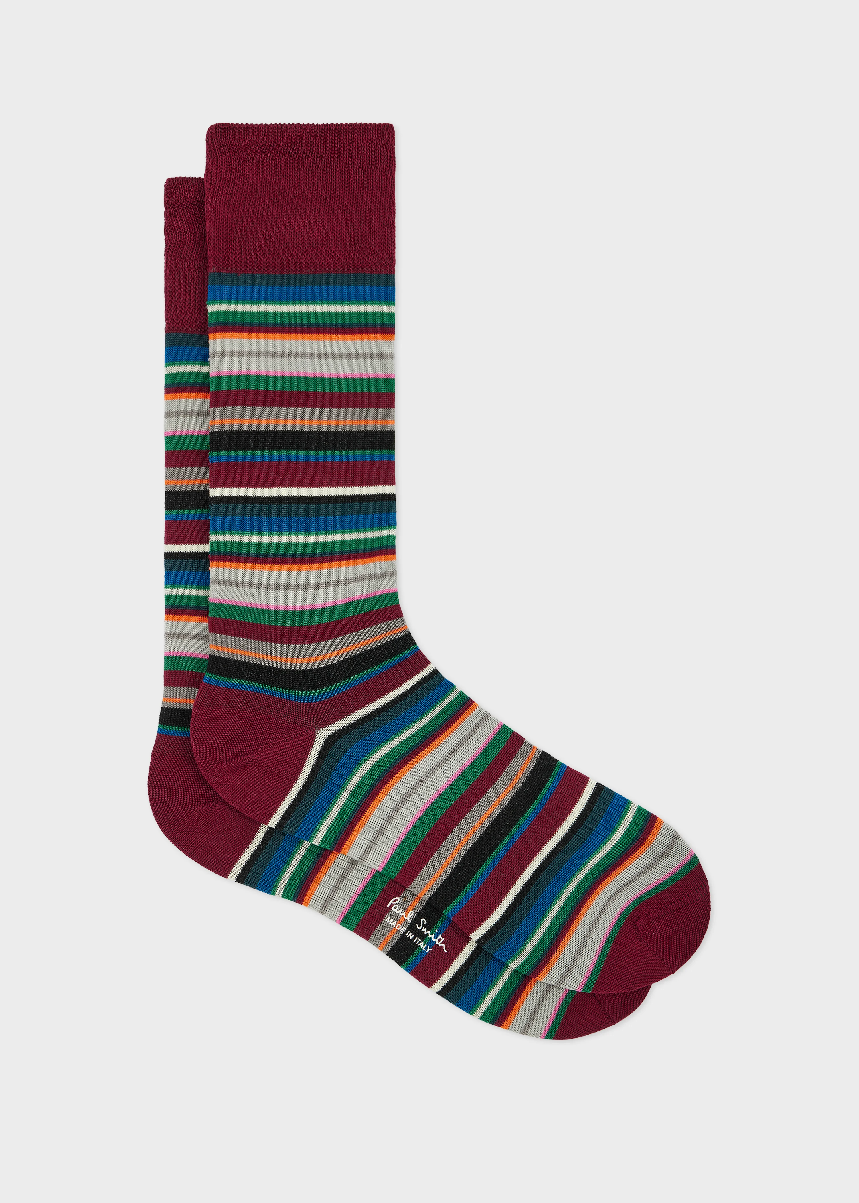 Burgundy Multicolour Stripe Socks - 1