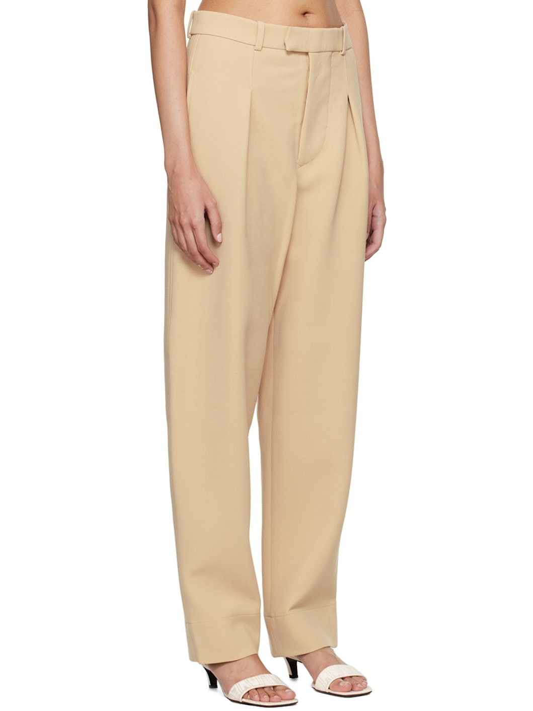 Beige Hailey Bieber Edition Tailored Trousers - 2