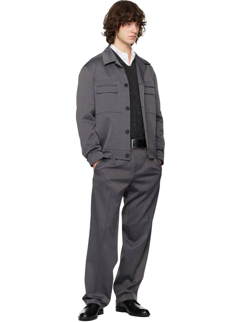 HUGO Gray Virgin Wool Jacket outlook