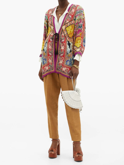 Etro Cord-waist paisley-print georgette jacket outlook