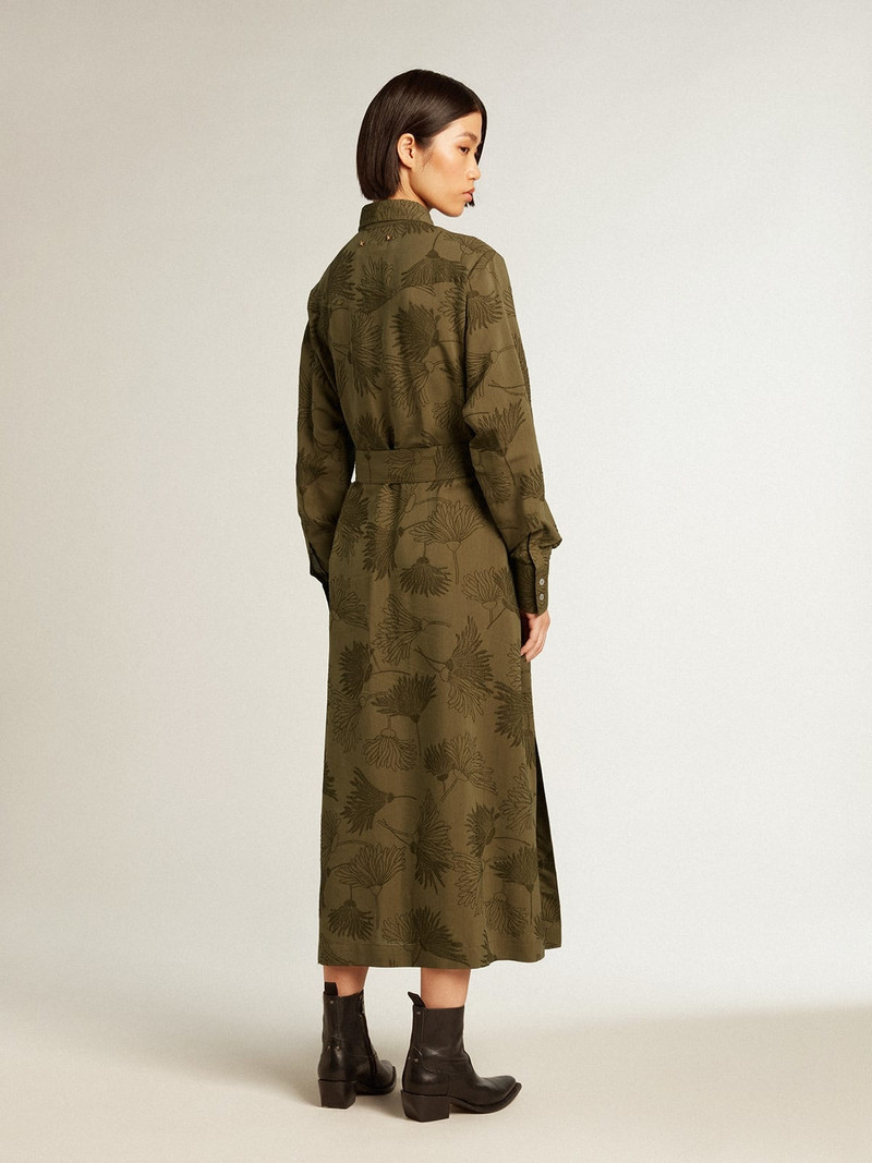 Women's viscose and cotton shirt dress with floral print 4