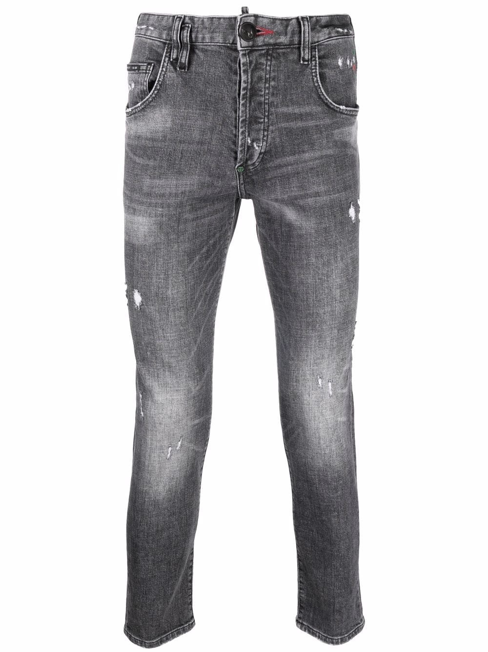 skinny-cut washed jeans - 1