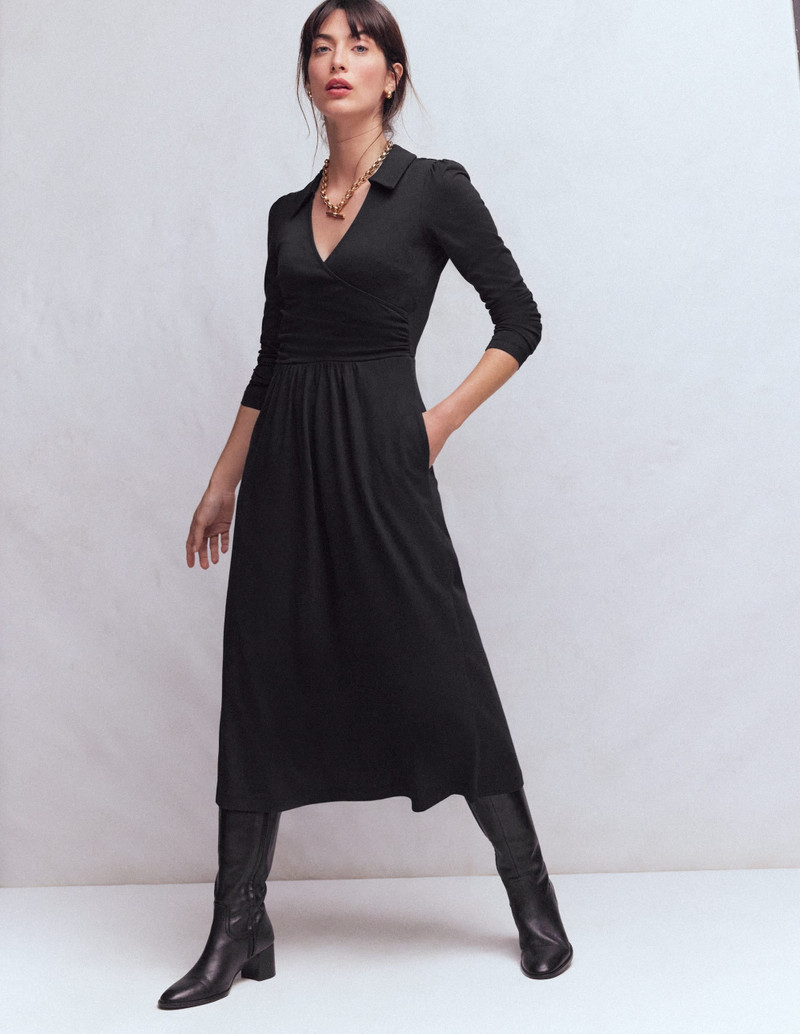 Carla Jersey Wrap Dress-Black 5