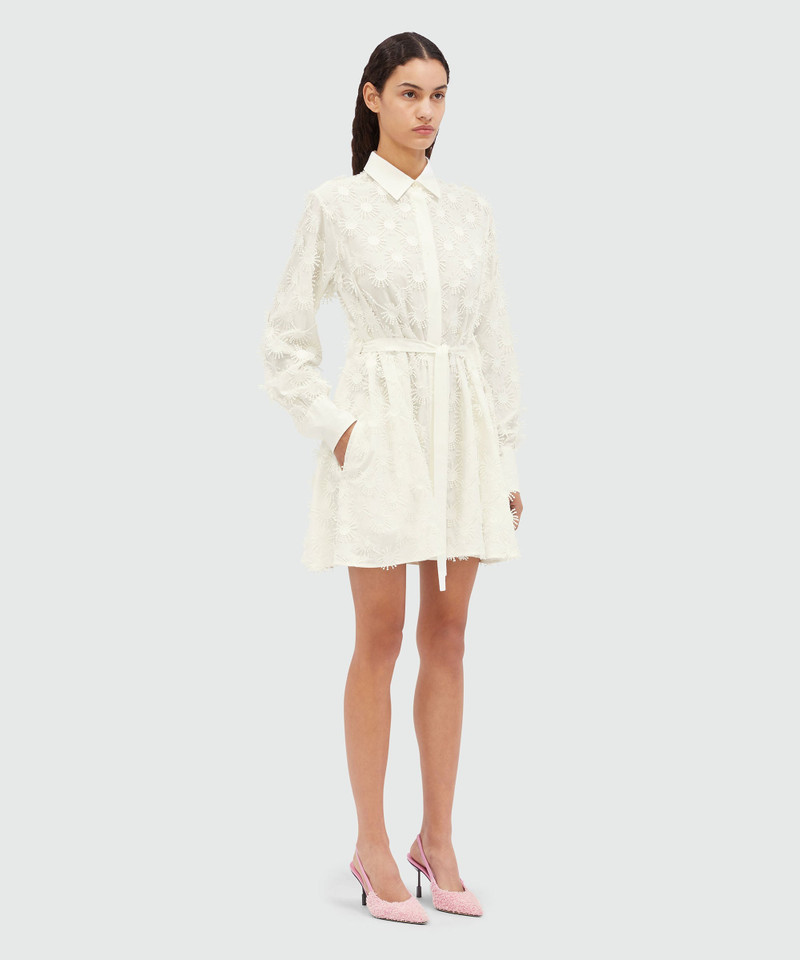 Short shirt dress in white poplin with embroidery 4