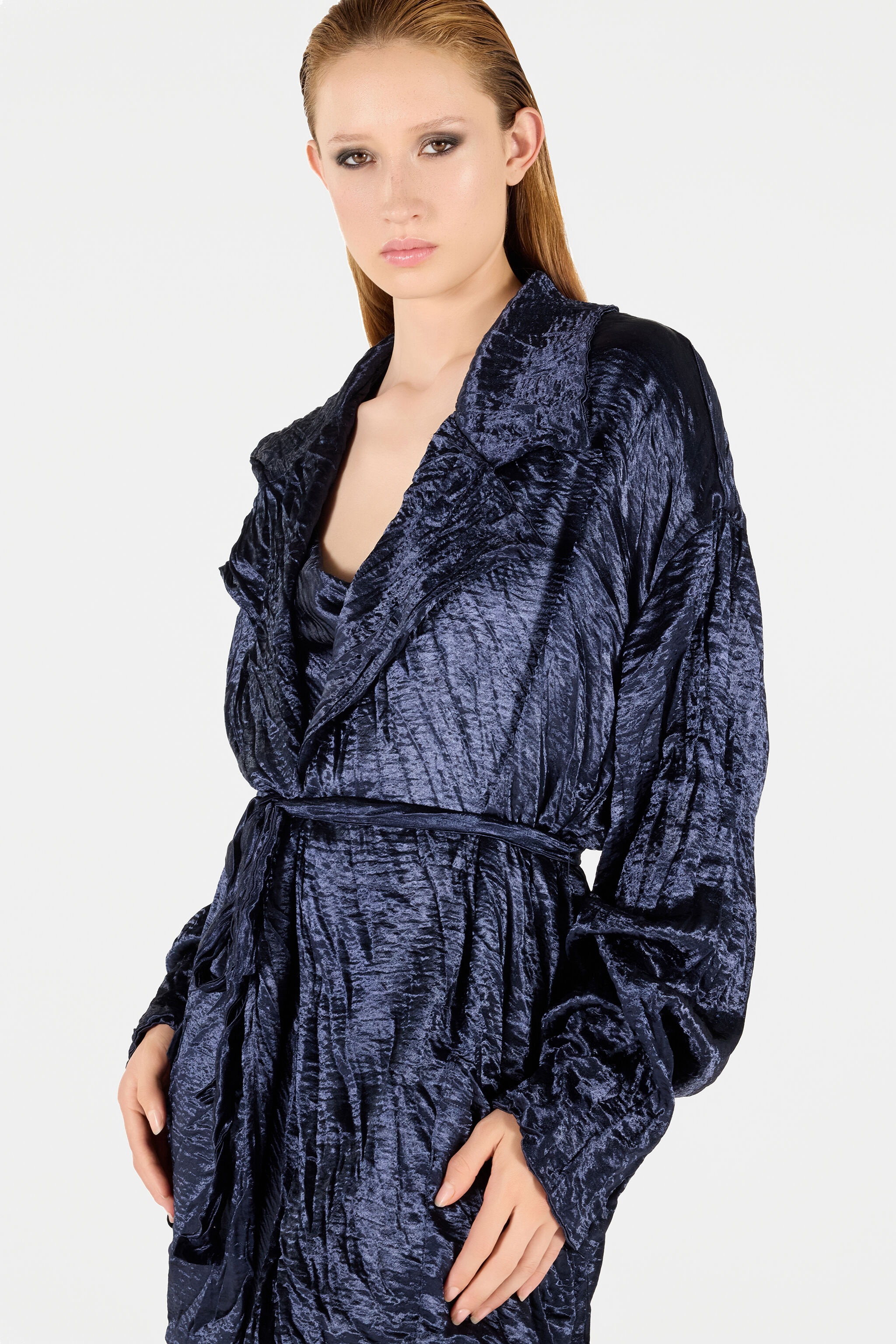 Crinkle Effect Belted Jacket - 7