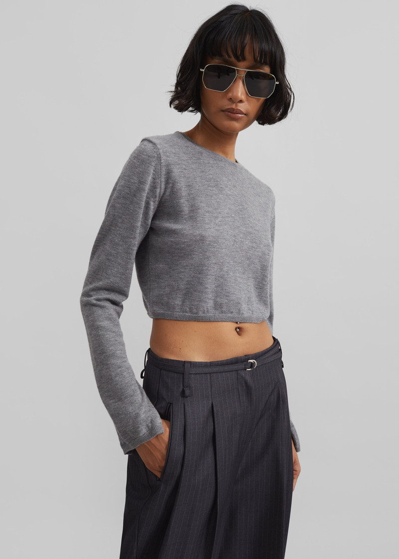 Veer Zip Cropped Sweater - Grey 6