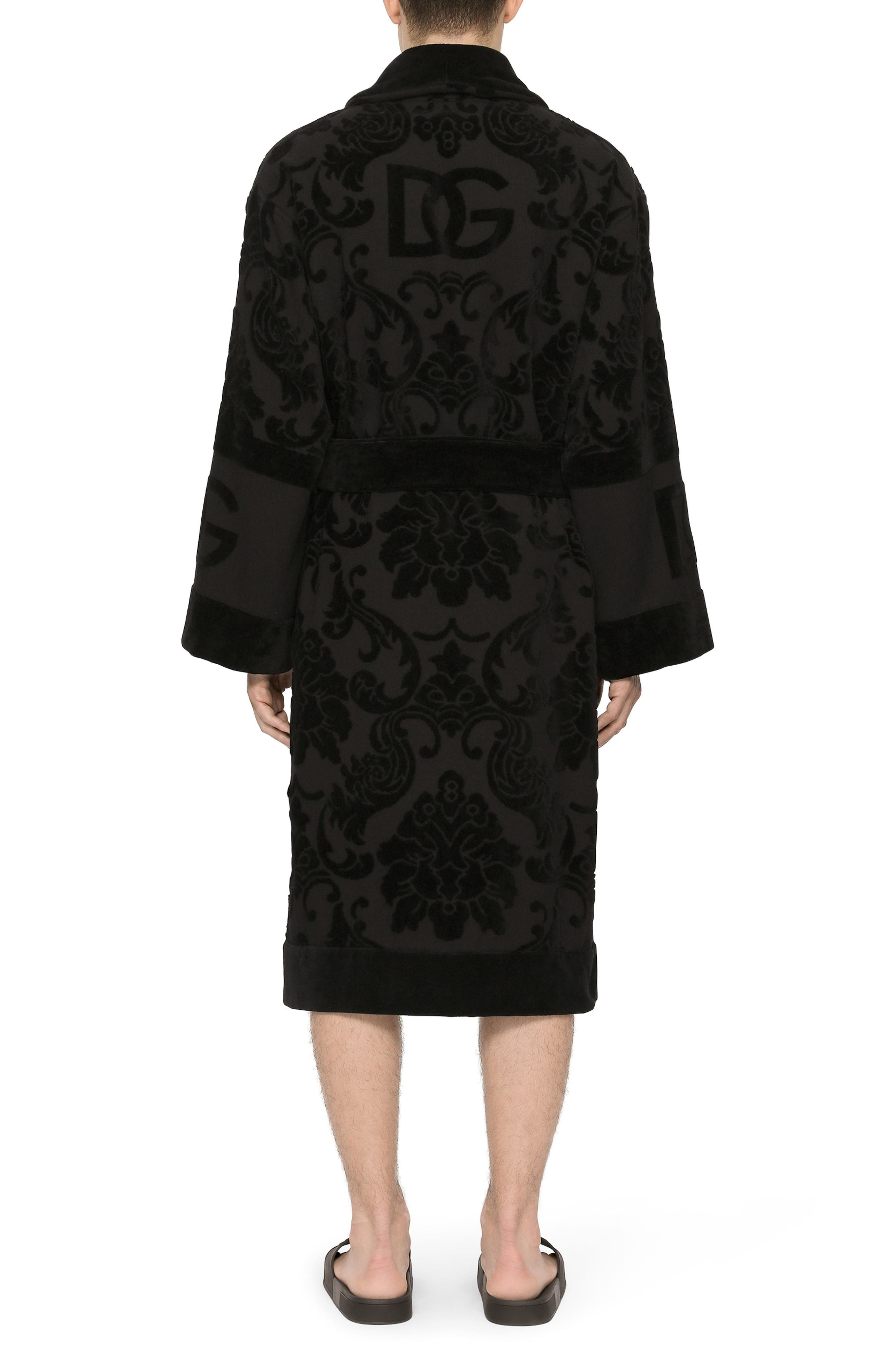 Dolce&Gabbana Logo Jacquard Cotton Terry Robe in Black at Nordstrom - 2