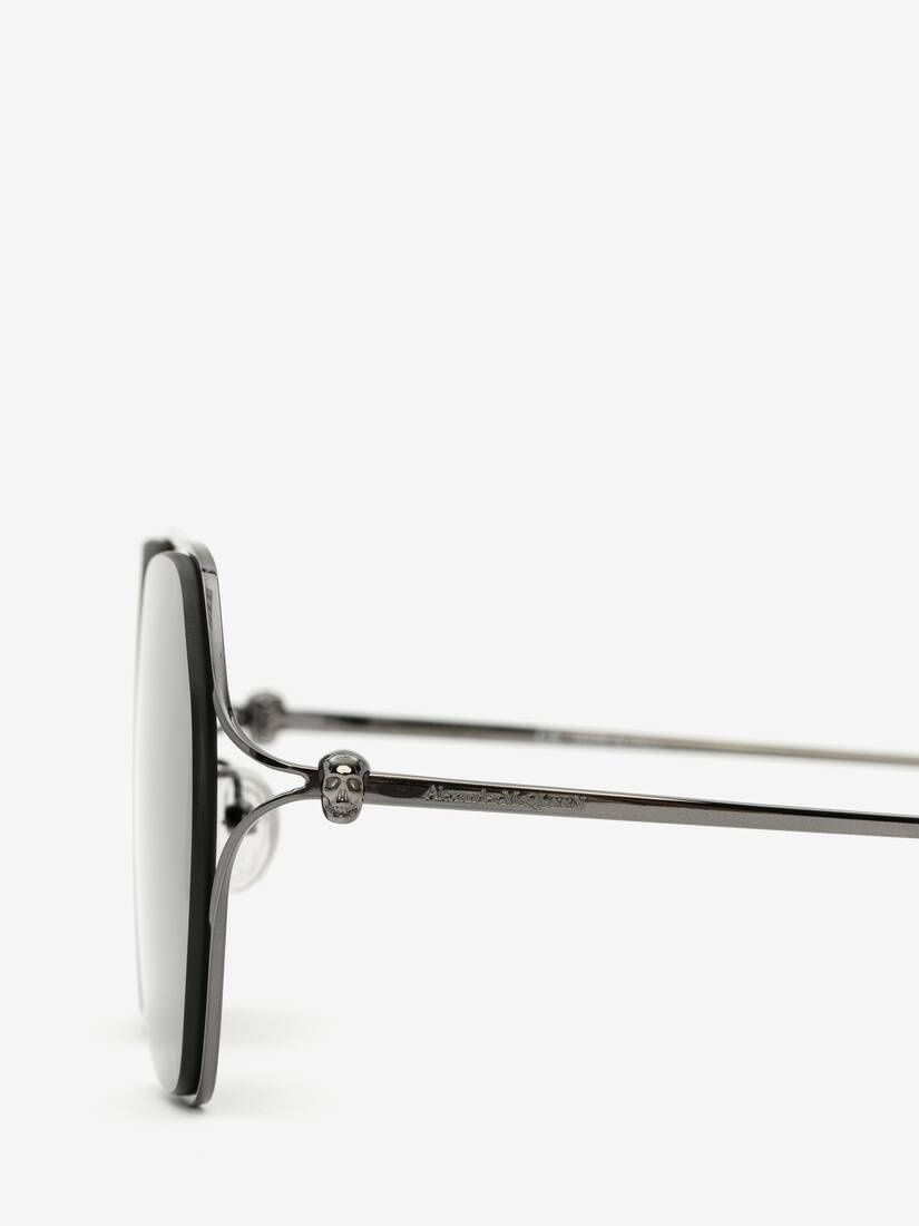 Skull Hinge Geometrical Sunglasses in Ruthenium - 4