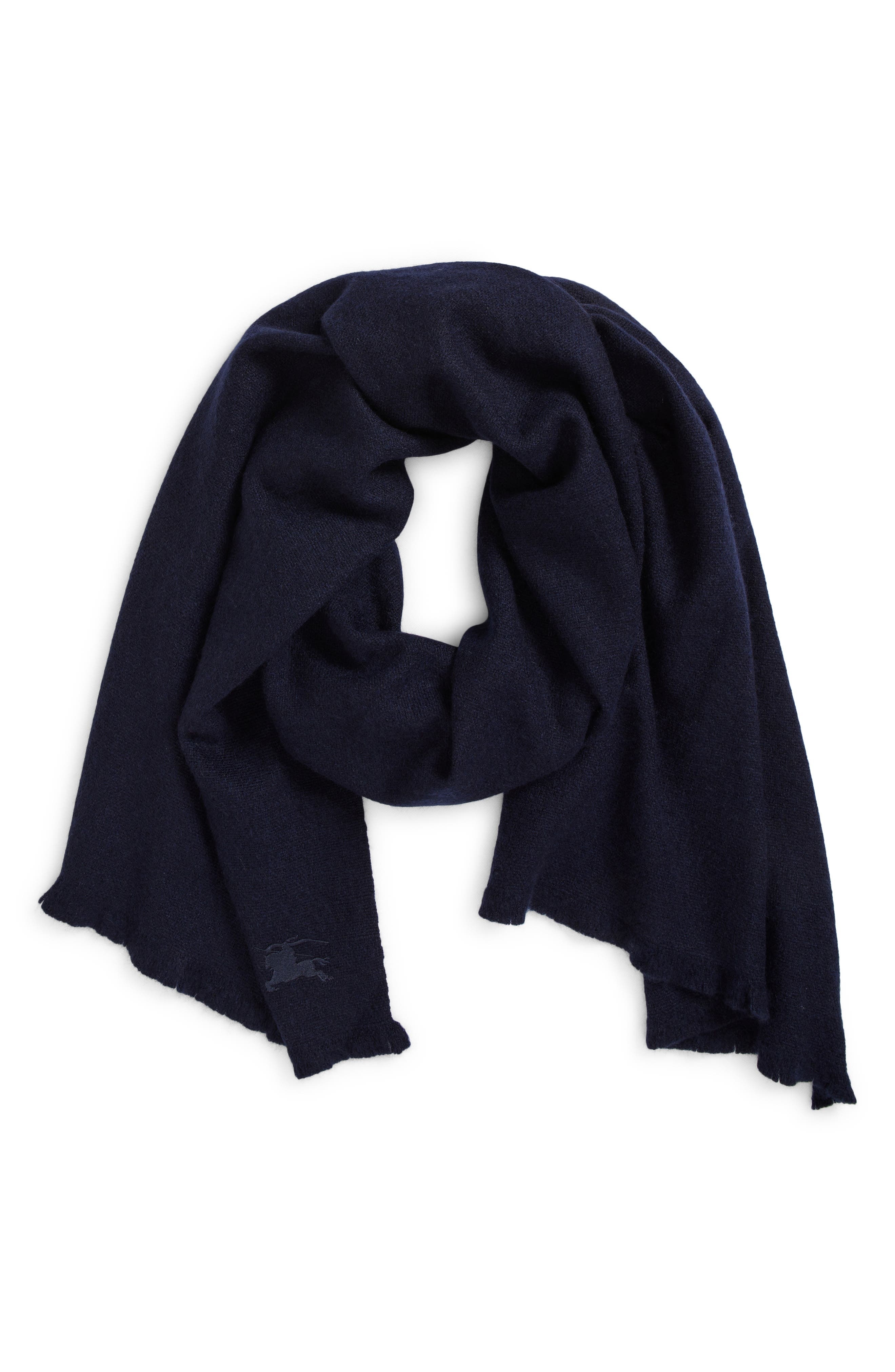 burberry Equestrian Knight Design Cashmere Fringe Scarf in Midnight at Nordstrom - 3