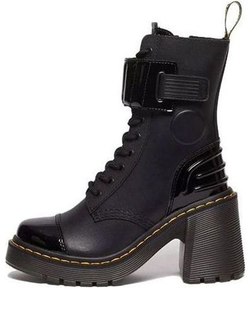 (WMNS) Dr. Martens Gaya 10-Eye Alternative Leather Heeled Boots 'Black' 31006001 1