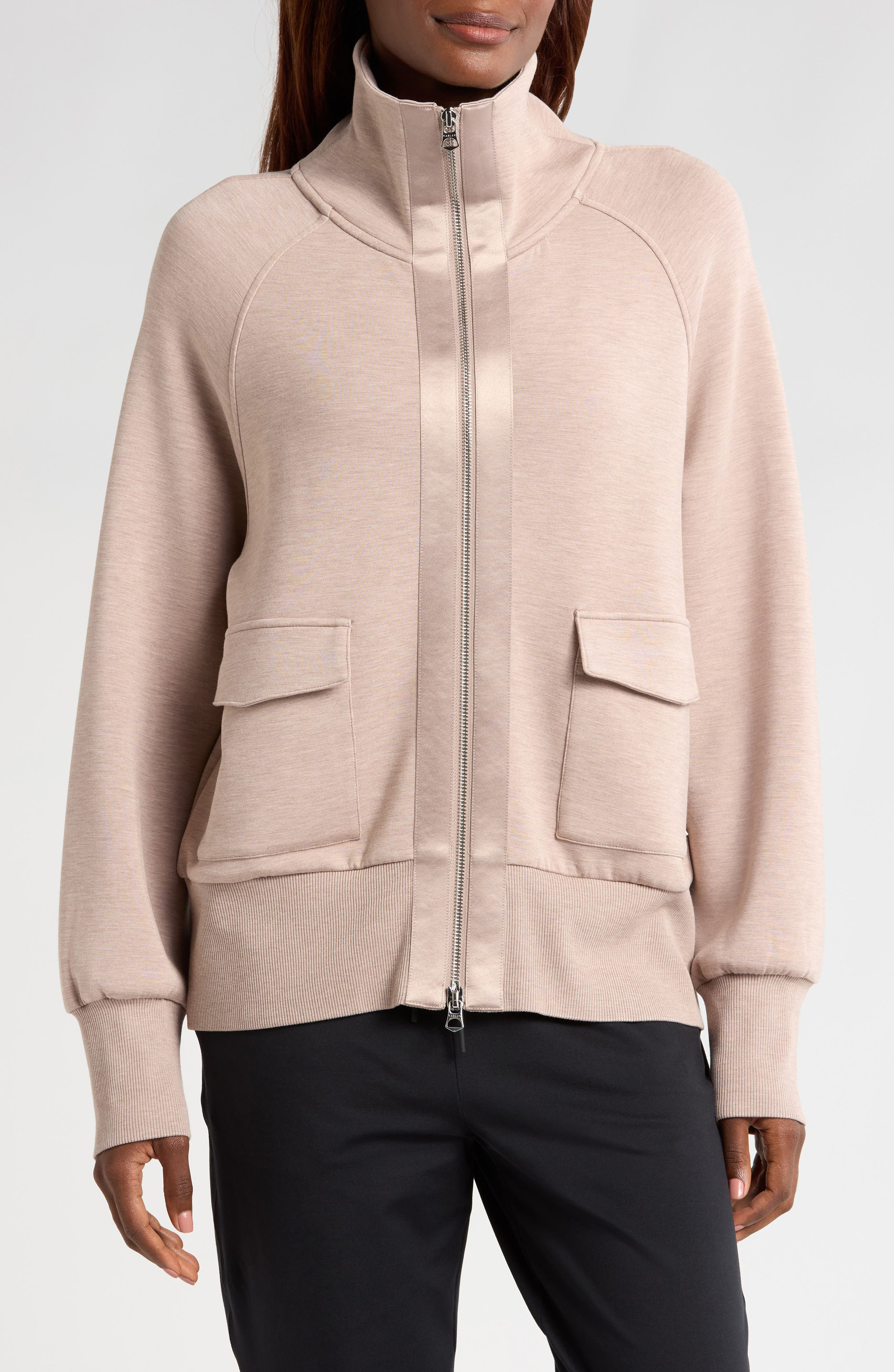 Varley Roxbury Zip-Up Sweatshirt in Taupe Marl at Nordstrom - 5