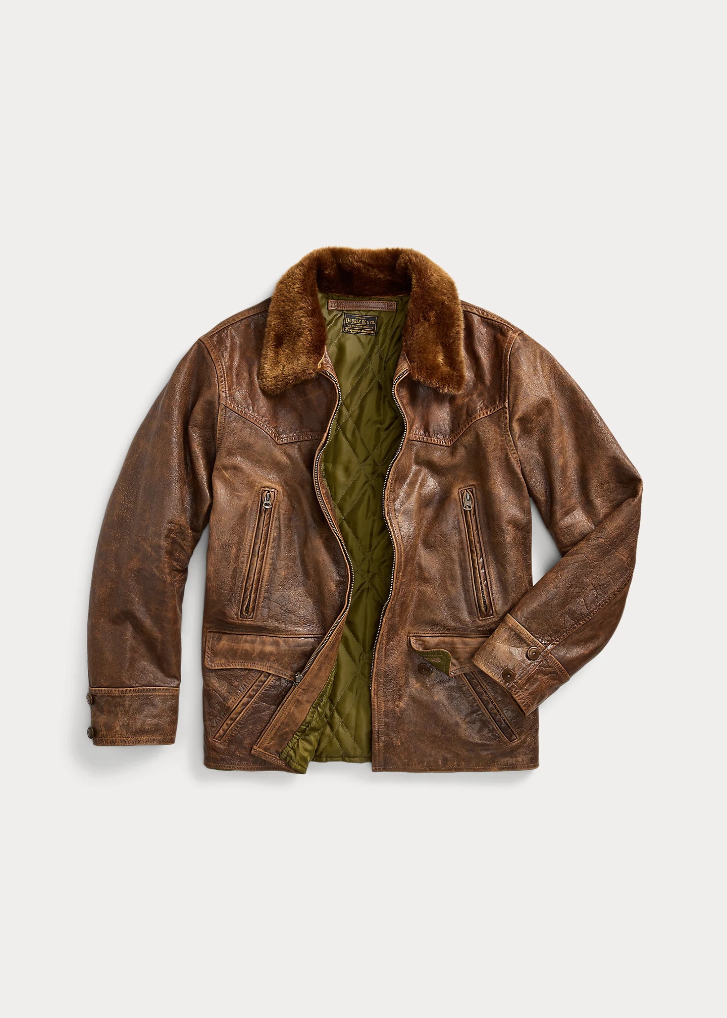 Shearling-Collar Leather Car Coat - 3