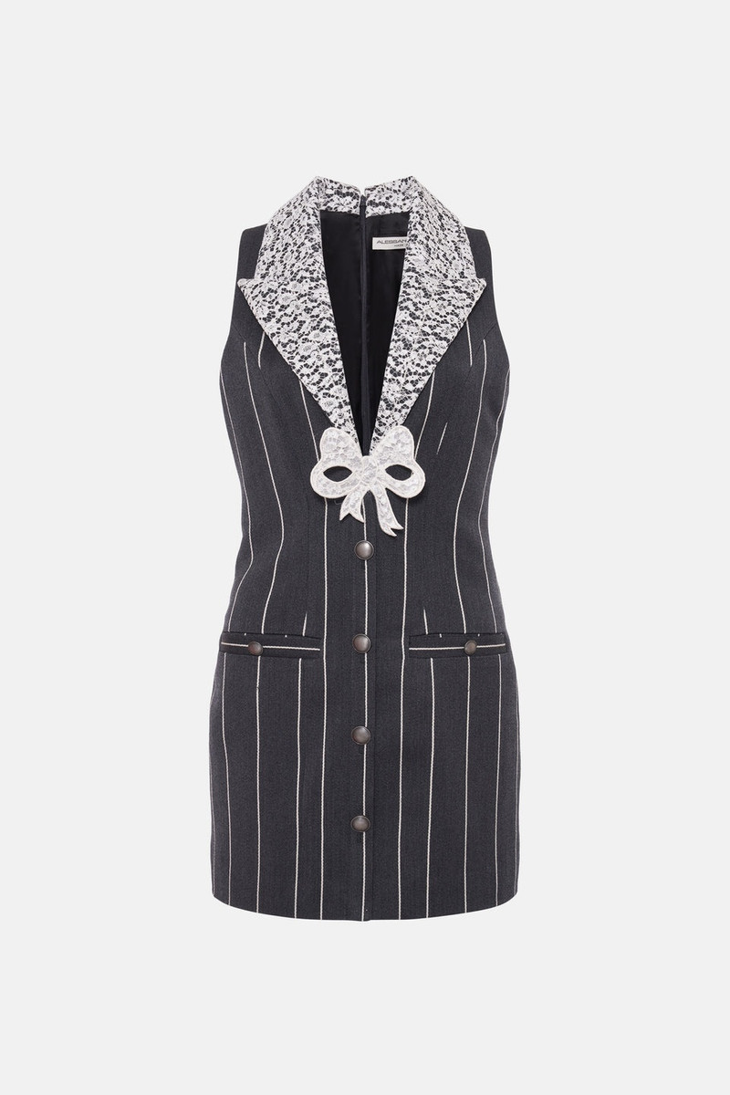 LIGHT WOOL PINSTRIPE SLEEVELESS MINI DRESS 1