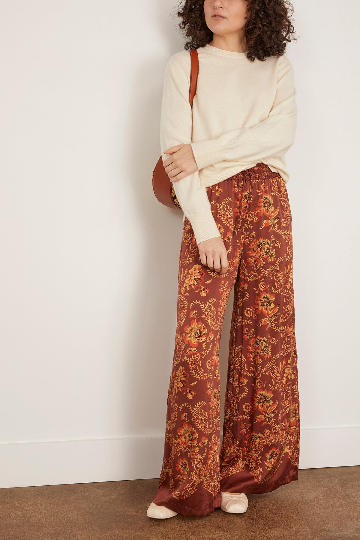 Seraphina Silk Pant in Burgundy - 2