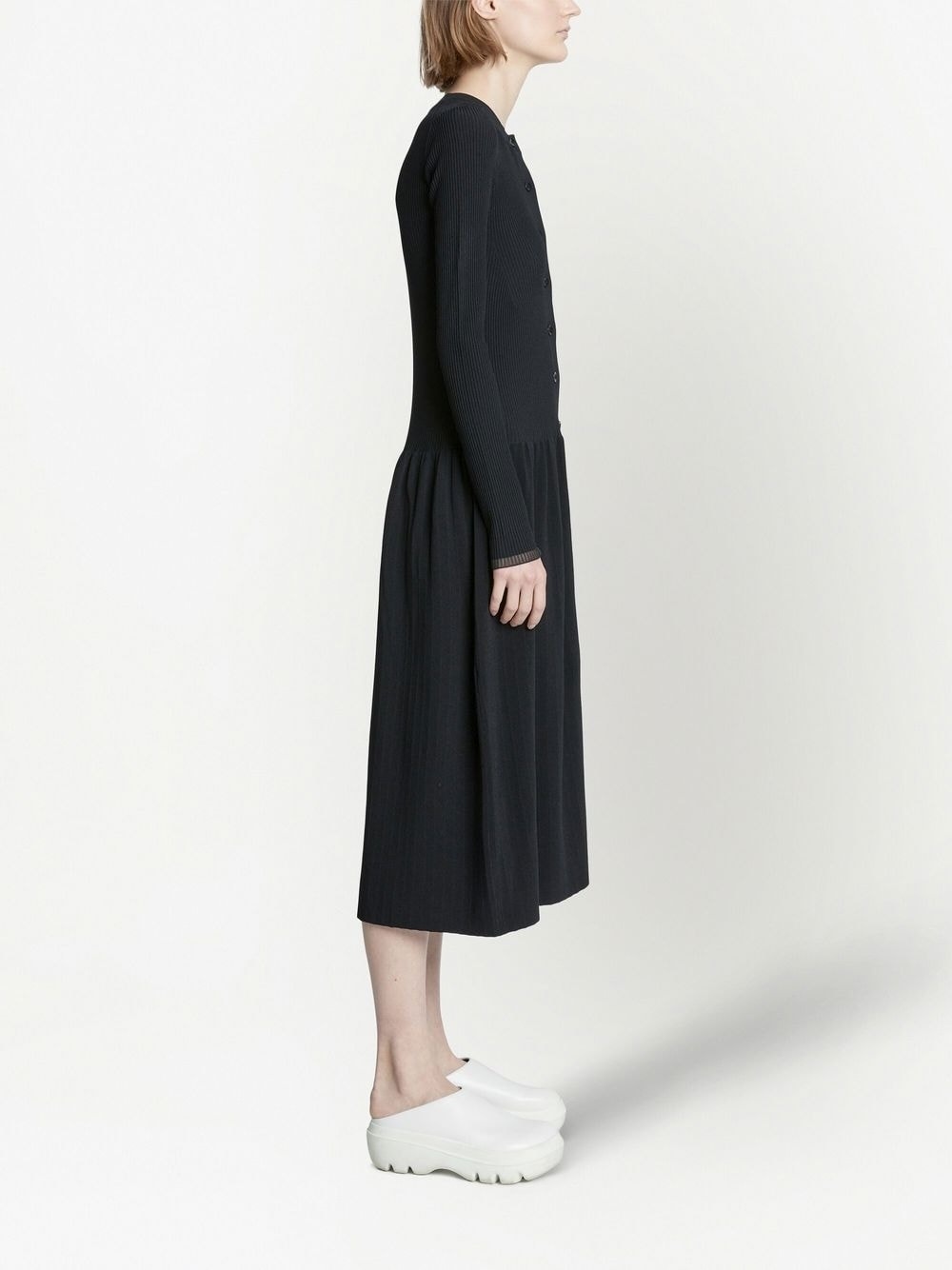 ribbed-knit button-front dress - 3