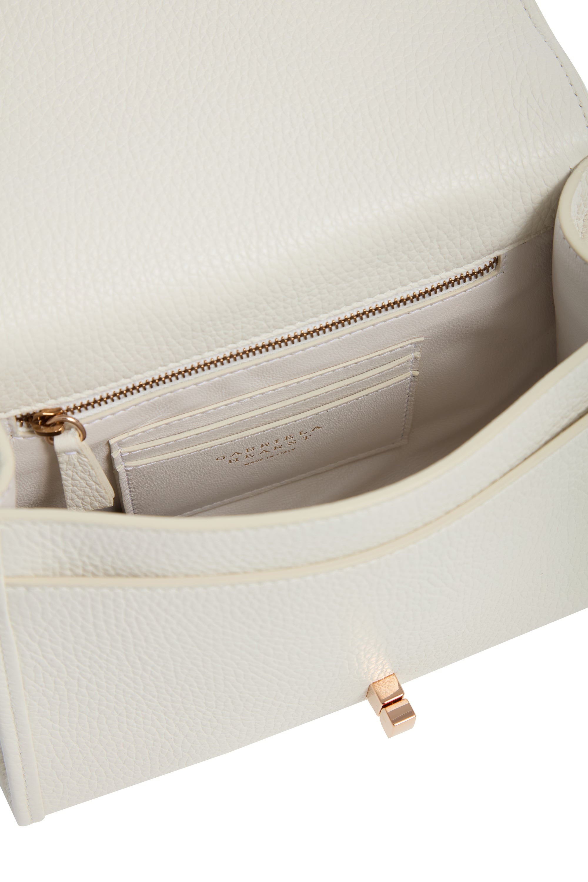 Small Leonora Flap Bag in Ivory Textured Leather - 3