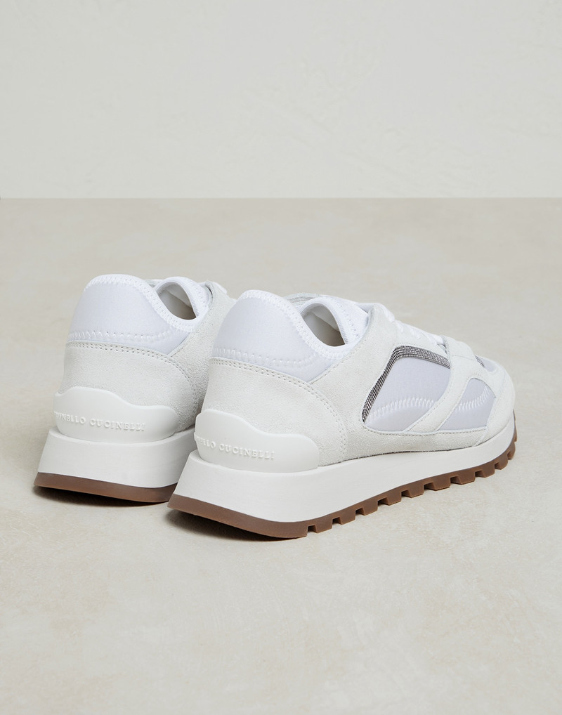 Suede and techno fabric runners with precious contour 3