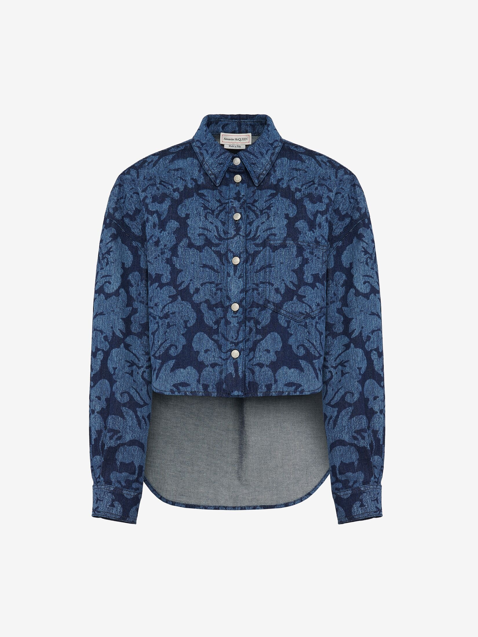 Women's Damask Asymmetric Denim Shirt in Denim - 1