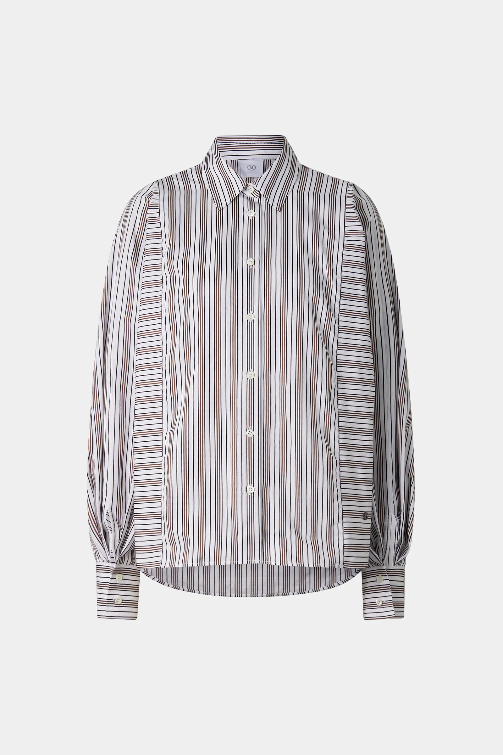 Cotton shirt blouse Gigi in White/brown - 1