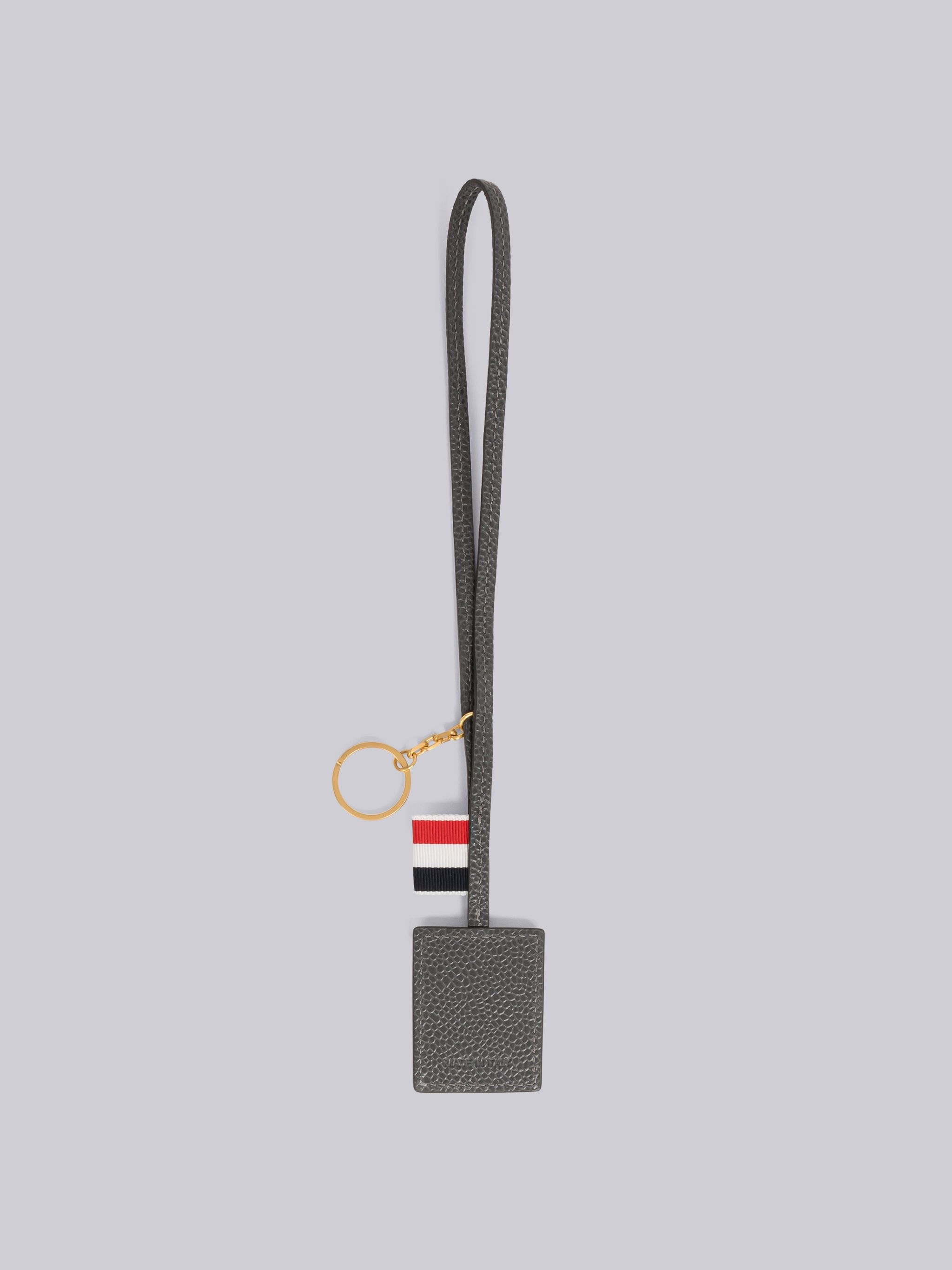 Pebble Grain Leather 4-Bar Label Key Ring - 3