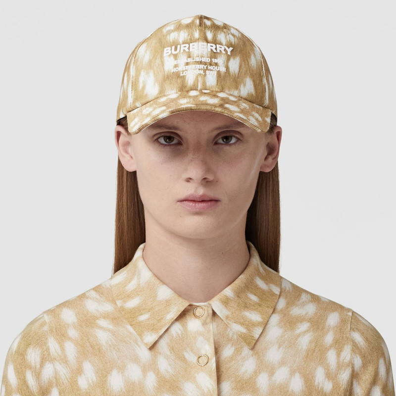 Burberry Horseferry Motif Deer Print Nylon Baseball Cap outlook