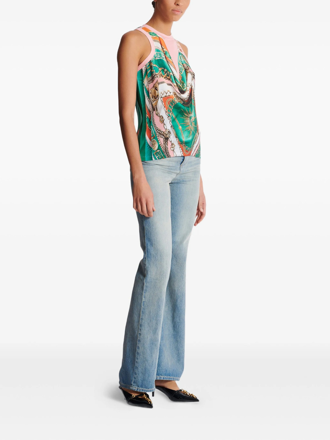 Trompe Loeil Foulard Print Tank - 3