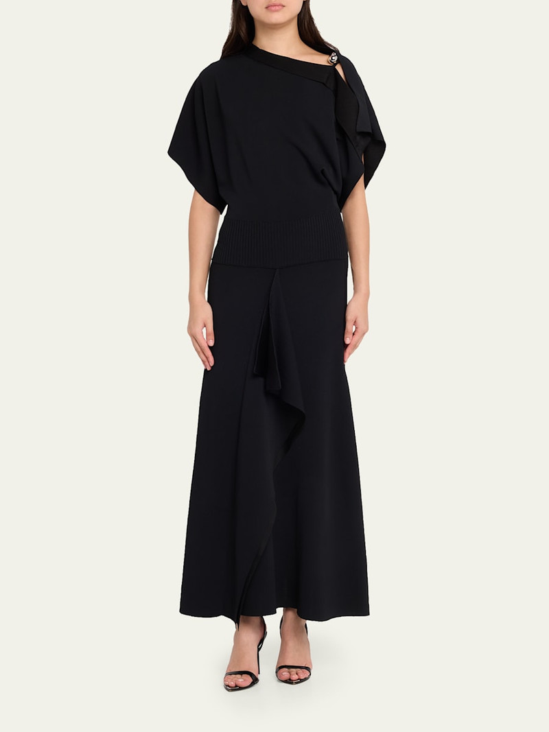 Lanvin Asymmetric Silver Button A-Line Dress outlook