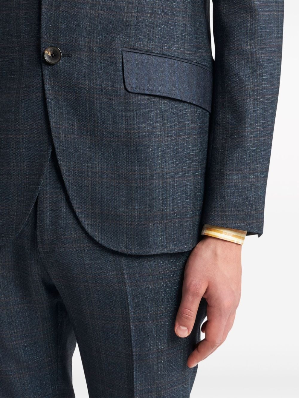 checked wool two-piece suit - 4