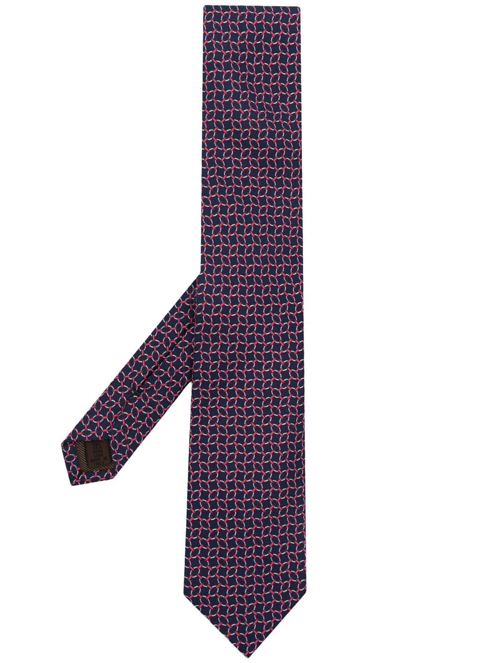 geometric print silk tie - 1