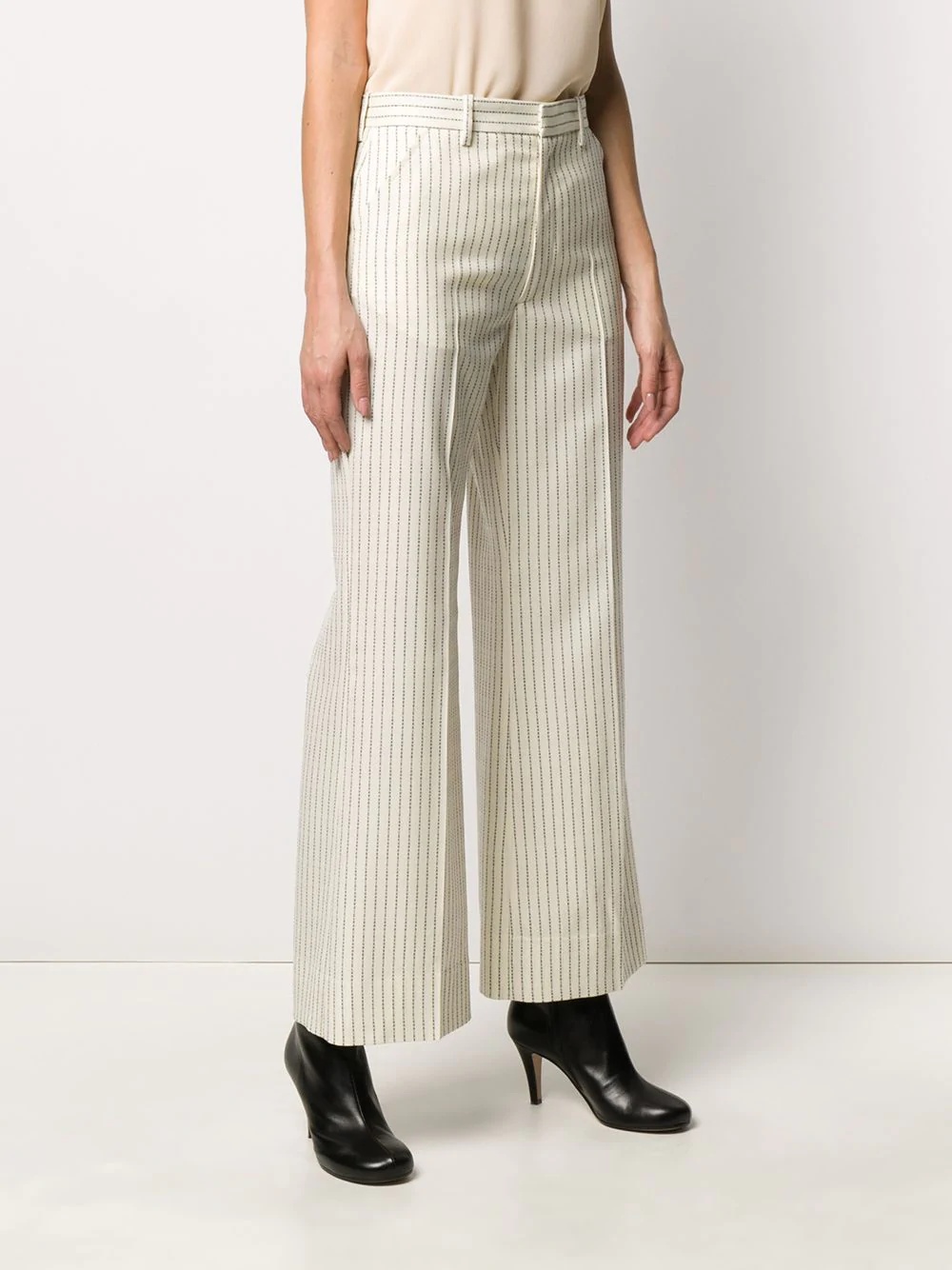 logo pinstripe trousers - 3