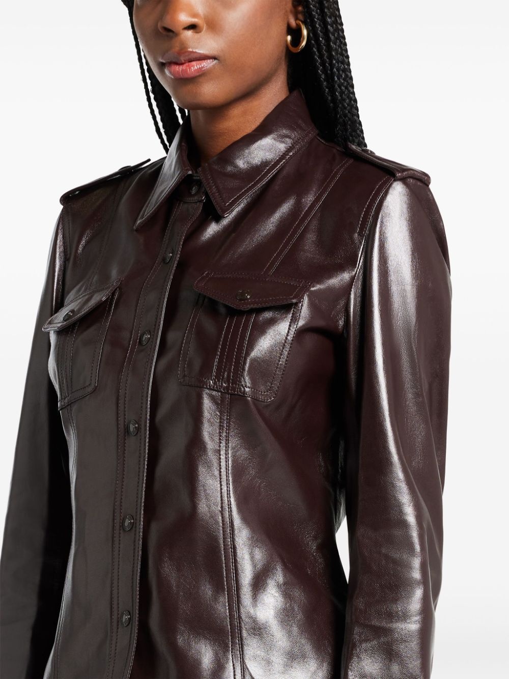 shiny leather shirt - 5