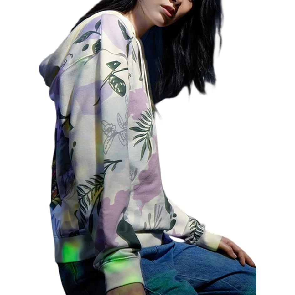 (WMNS) Li-Ning Lifestyle Casual Fashion Floral Hoodie 'White Purple' AWDS920-3 - 3