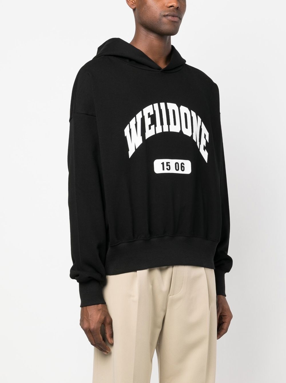 logo-print cotton hoodie - 3