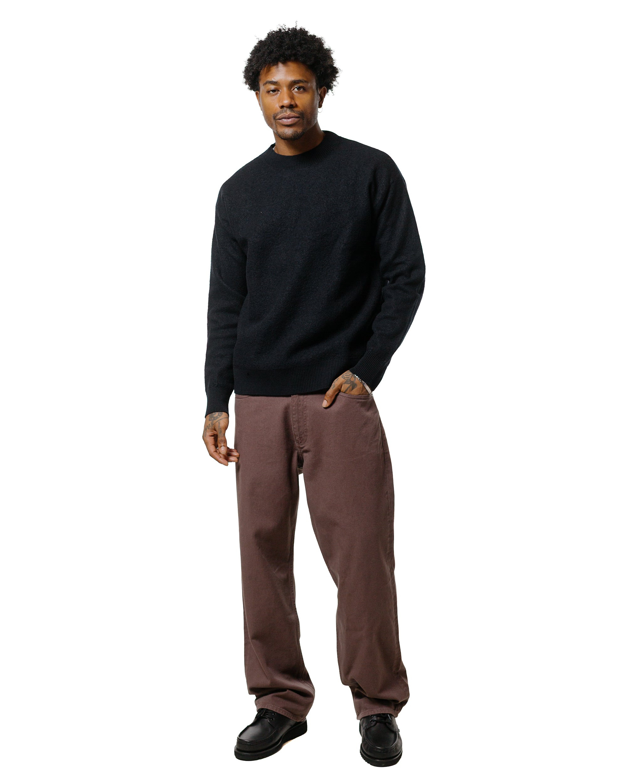 Rom Boiled Wool Crewneck Dark Navy - 4