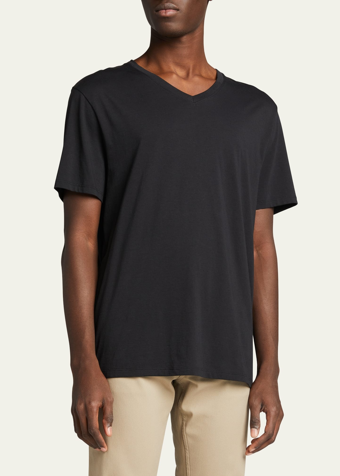 Short-Sleeve V-Neck Jersey T-Shirt, Gray - 4