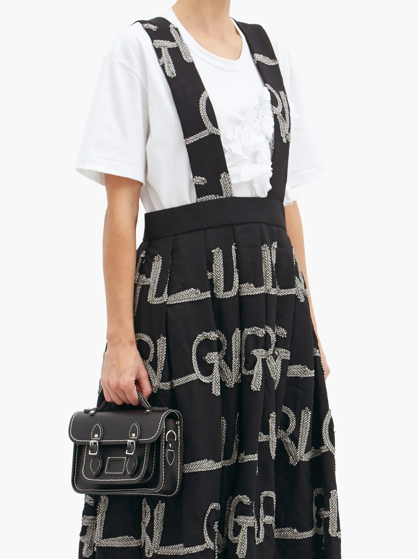 GRL-appliqué wool-twill pinafore dress - 6