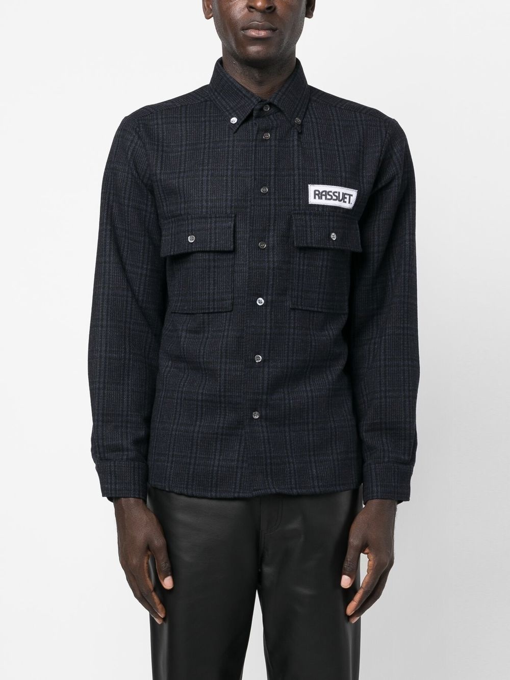 logo-patch check-pattern shirt - 3