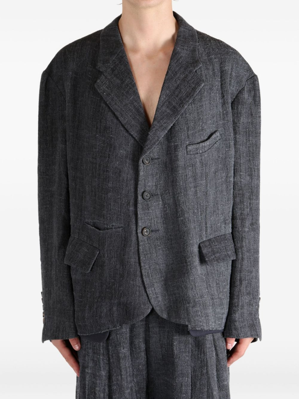 three-button patch-pocket coat - 3