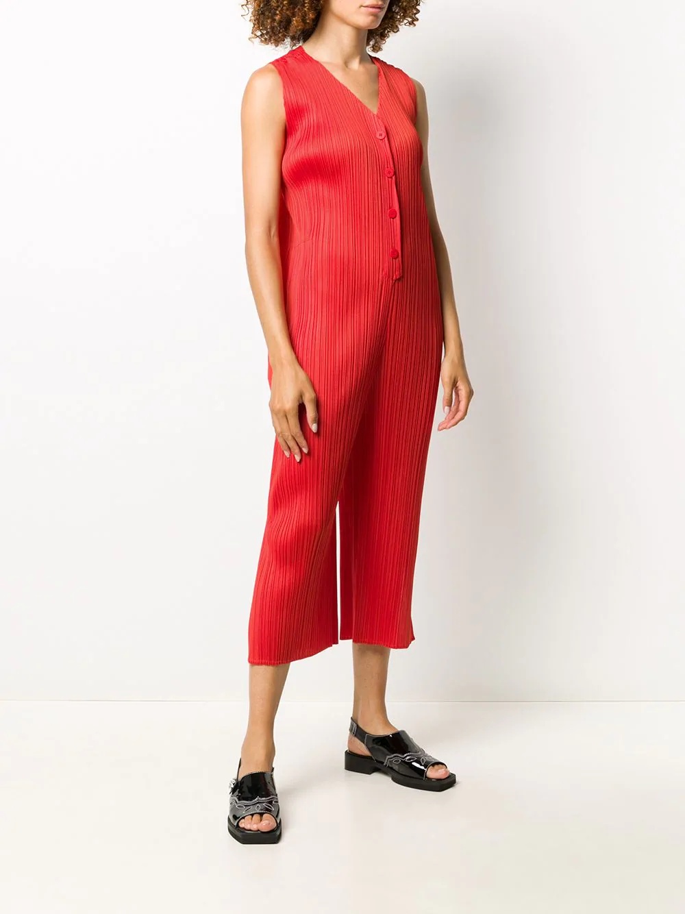 V-neck pleated jumpsuit - 3