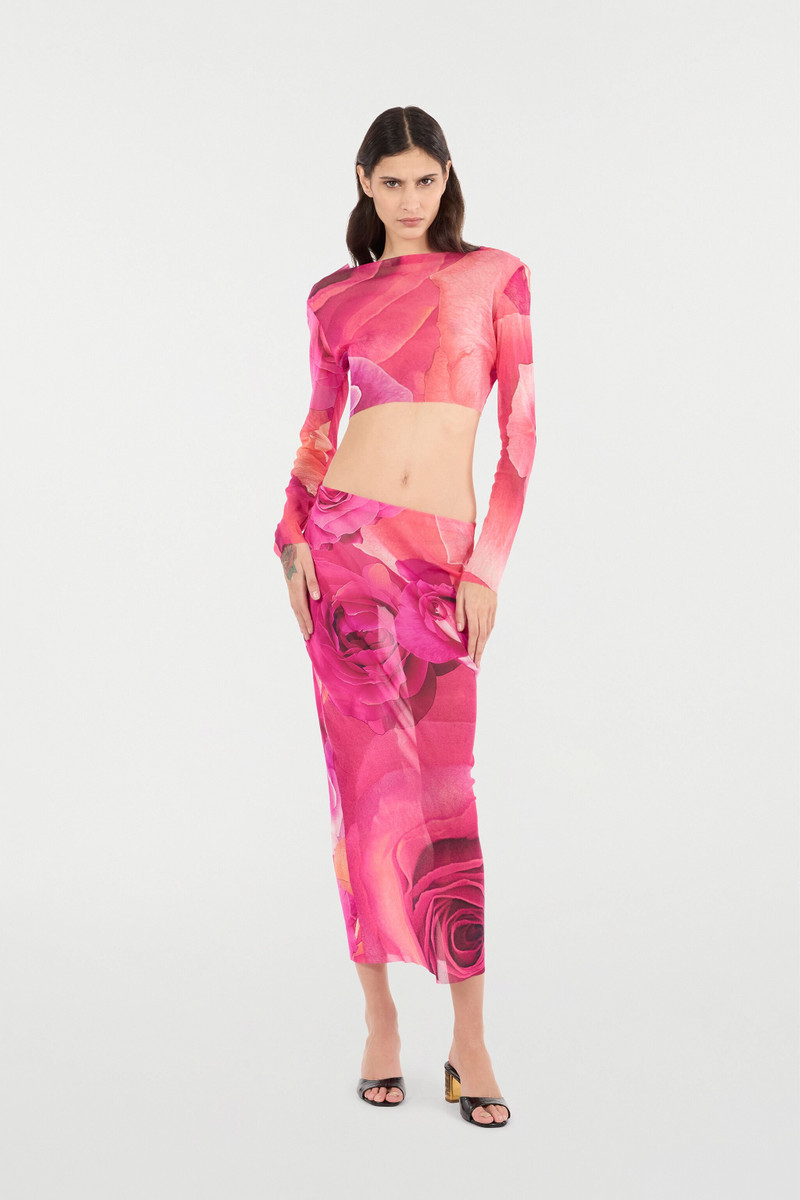 Roberto Cavalli Rose Print Top And Skirt Set outlook