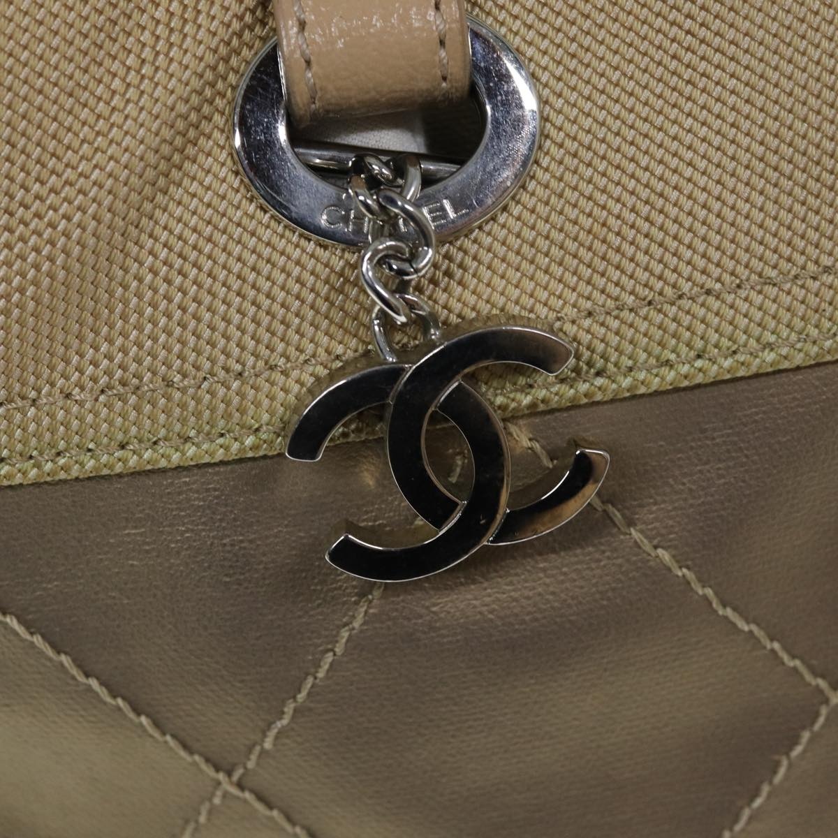 CHANEL Wild Stitch Tote Bag Leather Beige CC - 14